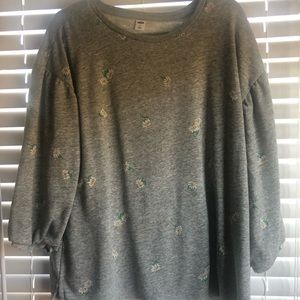 Floral Print 3/4 inch sleeve Sweater